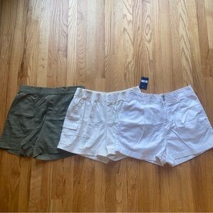 Women's Linen-Blend Shorts — Olive, Ivory, & White - size Small